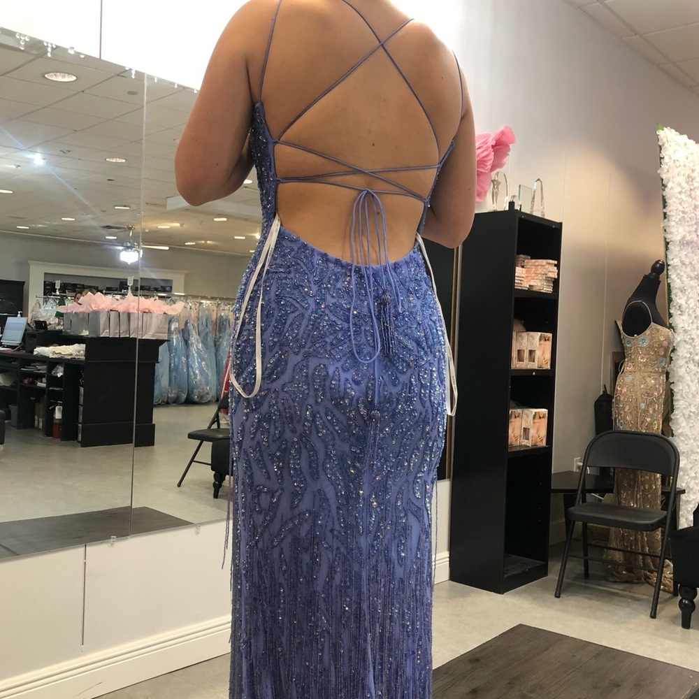 Sherri Hill Purple Beaded Prom Dress - Picture 2 of 5